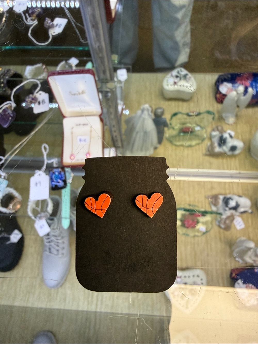 Orange Heart Stud Earrings - Women's Accessories